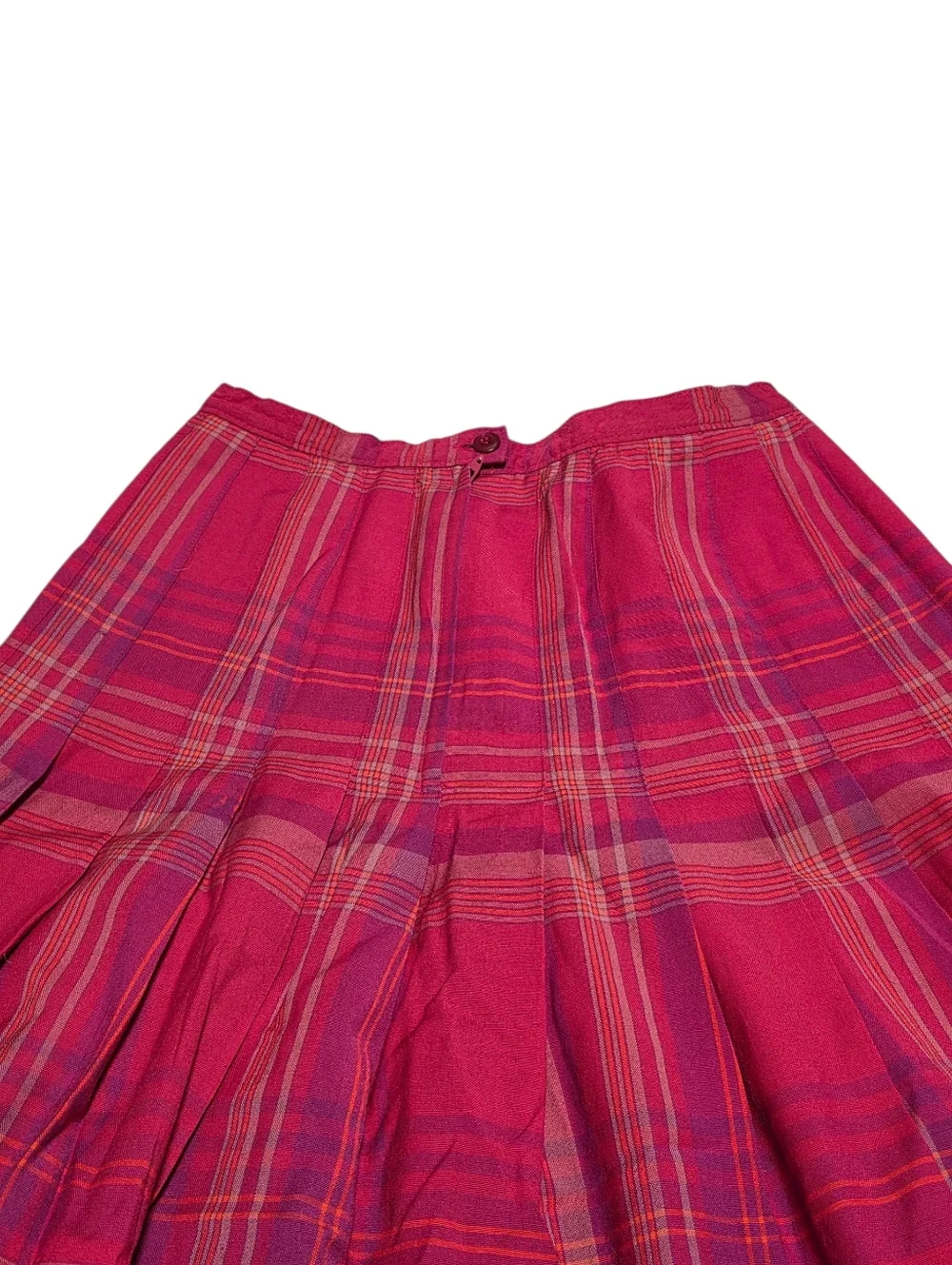 Pendleton Vintage 100% Wool Lightweight Pink Plaid Pleated Maxi Skirt SZ 12 VGUC